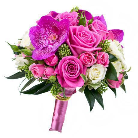 Букет невесты  из роз и орхидеи «Яркая невеста»